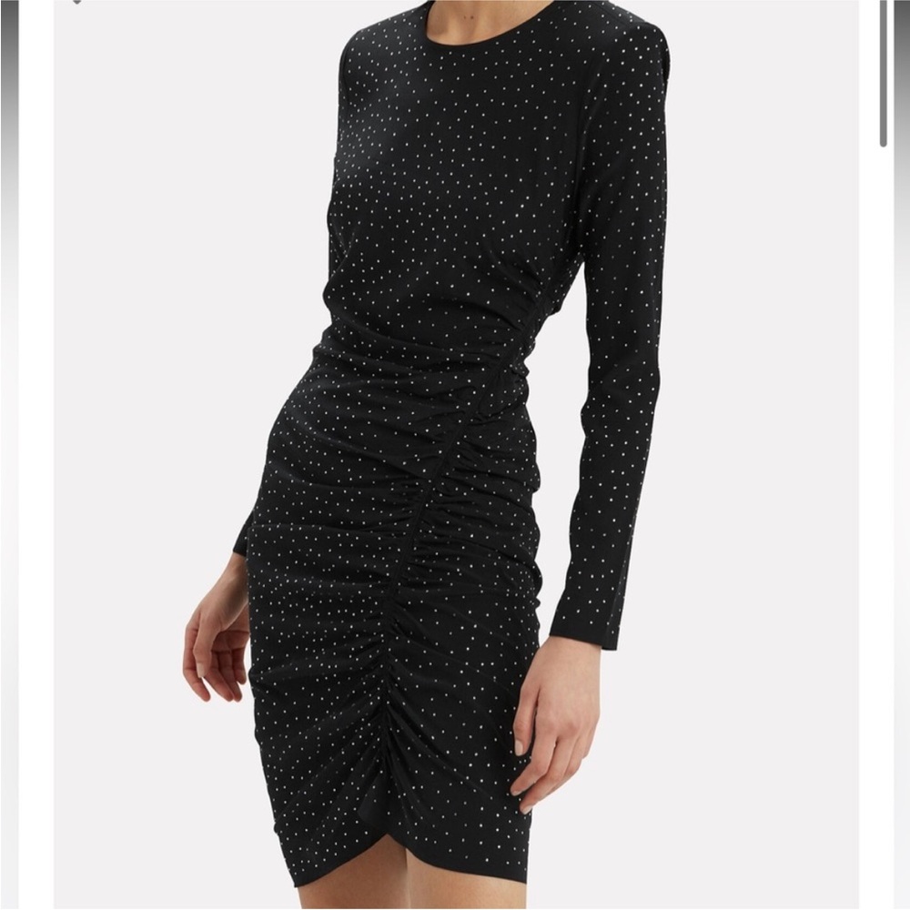 Veronica Beard Black Místico ruched embellished dress